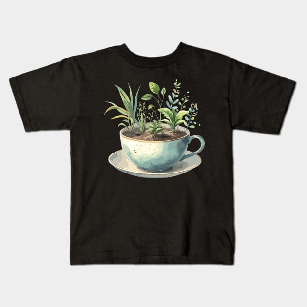 Plants Tea cup Kids T-Shirt by Siha Arts